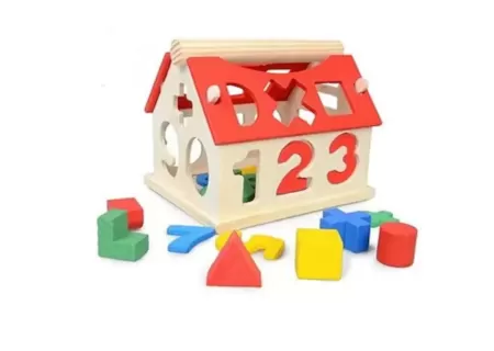 Wooden Toy House Shape & Number Sorter – Educational Learning Puzzle