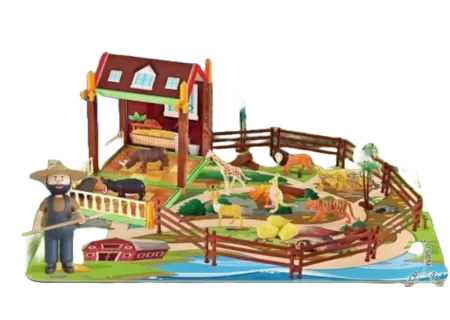 Farm House Barn Playset with Accessories – 68 Piece Toy Set