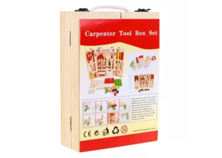 Wooden Carpenter Tool Box Set – 43-Piece Kids DIY Workshop Kit
