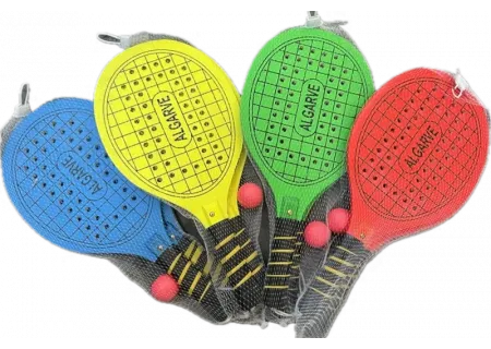 Wooden Paddle Bat and Ball Set – 45cm with Holes, Assorted in Meshbag