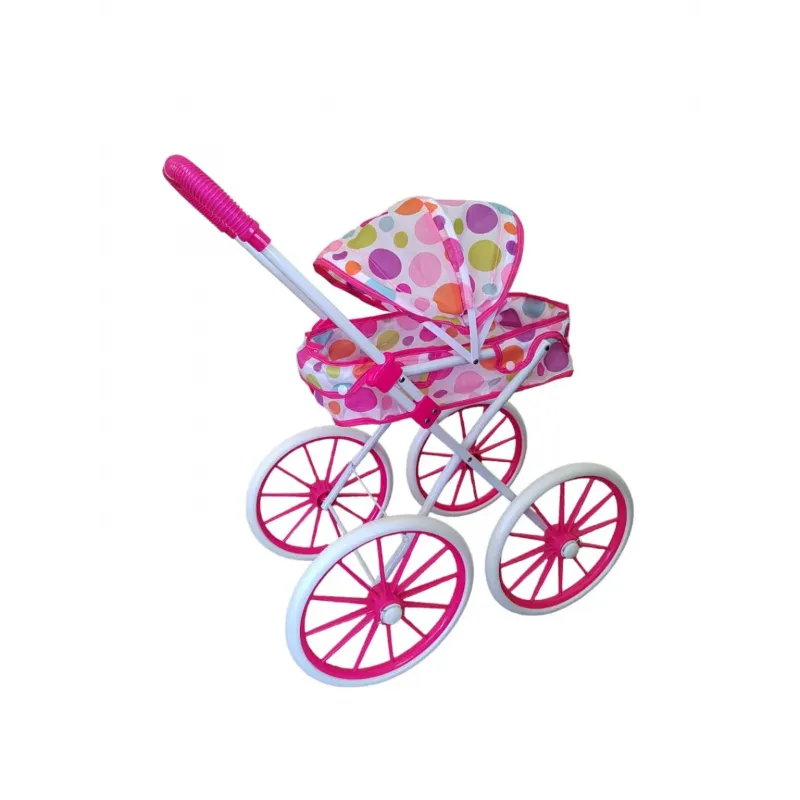 4-Wheel Baby  Doll Pram with Dotted Design – Comfortable & Stylish Str