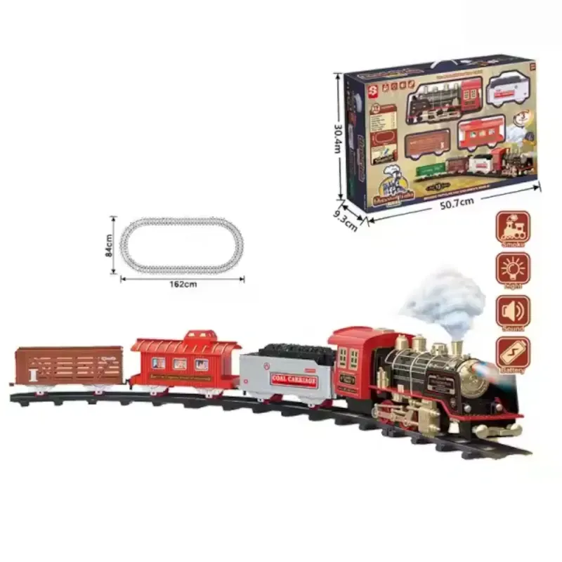 Classic Train Railway Set for Kids with Real Steam Function – Toy Trai Classic Train Railway Set for Kids with Real Steam Function – Toy Trai