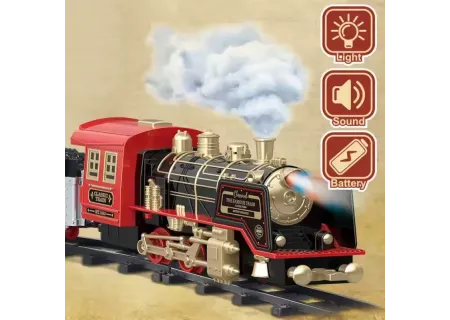 Classic Train Railway Set for Kids with Real Steam Function – Toy Trai