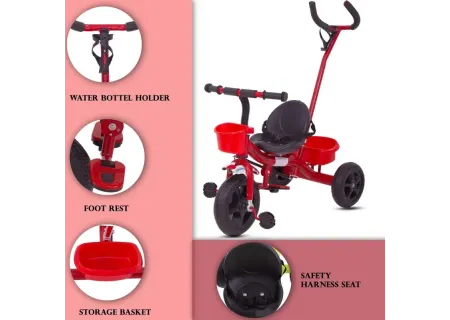 Push Tricycle with Adjustable Parent Handle – Toddler Ride-On Bike