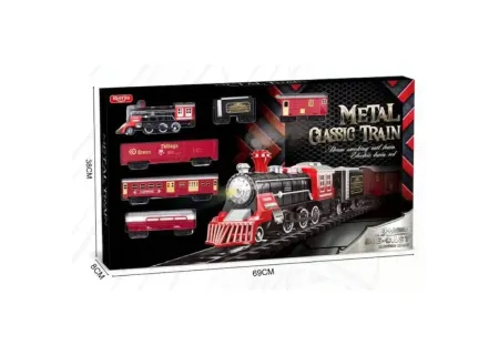 Battery Operated Metal Classic Train Set – Vintage Style Toy Railway f
