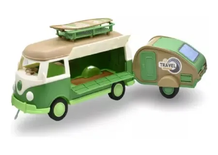 Battery Operated Touring Bus with Functional Caravan – Assorted Toy Ve