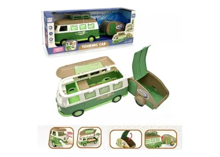 Battery Operated Touring Bus with Functional Caravan – Assorted Toy Ve