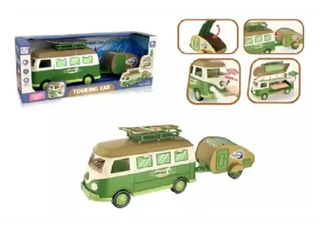 Battery Operated Touring Bus with Functional Caravan – Assorted Toy Ve