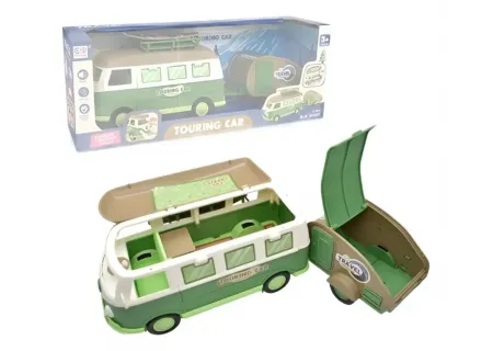 Battery Operated Touring Bus with Functional Caravan – Assorted Toy Ve