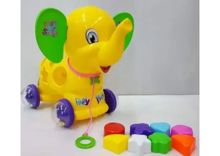 Pull Along Elephant Toy for Toddlers – Wooden Animal Toy with Wheels