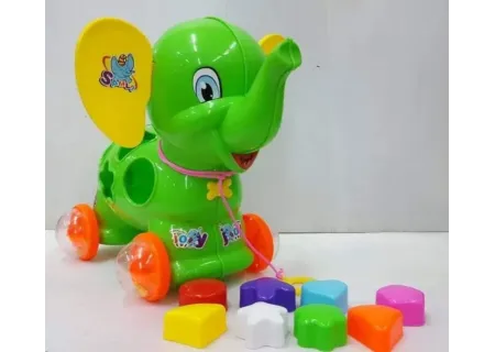 Pull Along Elephant Toy for Toddlers – Wooden Animal Toy with Wheels