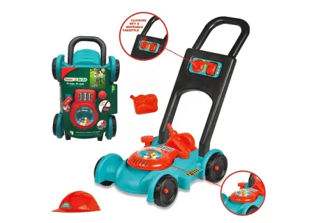 Kids Toy Lawnmower with Safety Helmet – Realistic Outdoor Playset for
