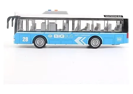 Kids Friction Powered City Bus Toy with Music & Lights