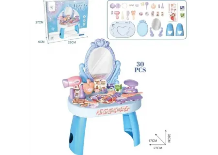 Kids Mini Dressing Table with 30PCS Mirror & Storage – Toy Vanity Set