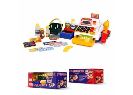 Kids Battery Operated Toy Cash Register with Scanner and Play Money
