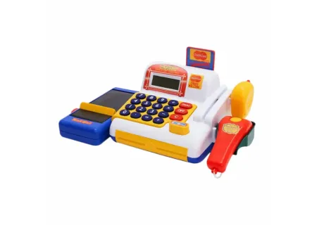 Kids Battery Operated Toy Cash Register with Scanner and Play Money