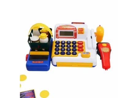 Kids Battery Operated Toy Cash Register with Scanner and Play Money