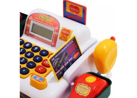 Kids Battery Operated Toy Cash Register with Scanner and Play Money