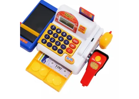 Kids Battery Operated Toy Cash Register with Scanner and Play Money