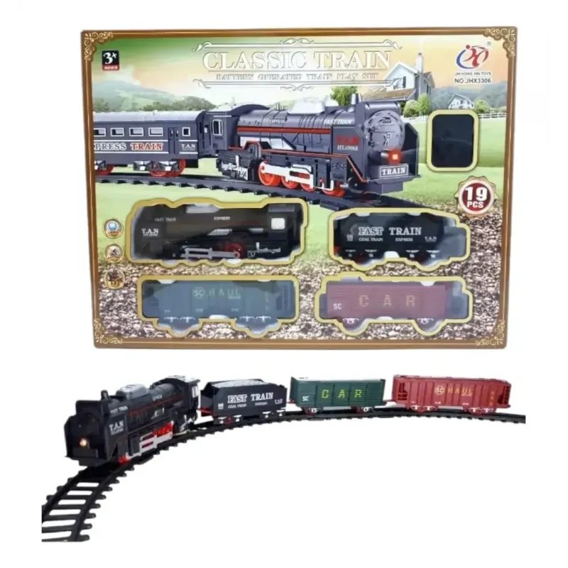 Classic Train Set for Kids – 19-Piece Toy Locomotive and Track Playset Classic Train Set for Kids – 19-Piece Toy Locomotive and Track Playset