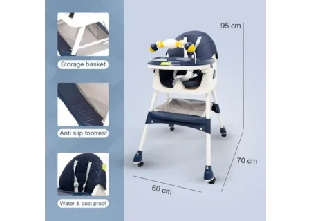 High Chair with Rattles & Wheels  | Safe & Adjustable
