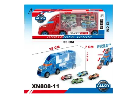 Container Truck with 4 Die Cast Cars - Bxd Playset for Kids