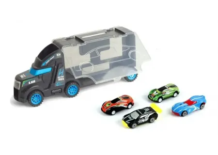 Container Truck with 4 Die Cast Cars - Bxd Playset for Kids