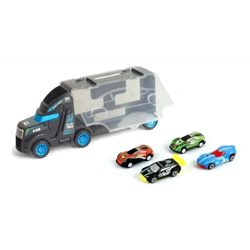Container Truck with 4 Die Cast Cars - Bxd Playset for Kids Container Truck with 4 Die Cast Cars - Bxd Playset for Kids