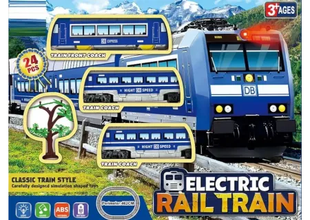 Electric Rail Train Set for Kids – 24 Piece Battery Operated Toy Rail