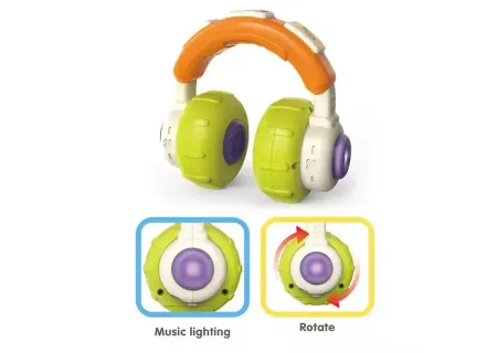 Baby Musical Headphones Toy with Lights, Rotating Function & Battery O