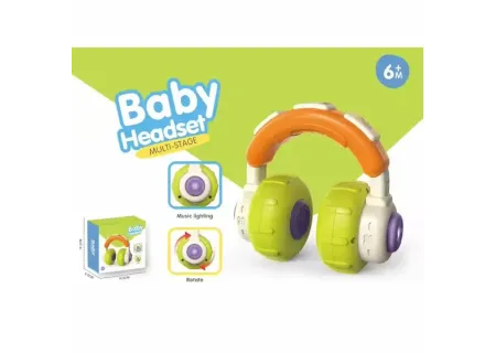 Baby Musical Headphones Toy with Lights, Rotating Function & Battery O