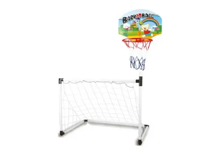 Dual Sports Set for Kids – Soccer Net & Basketball Hoop Combo
