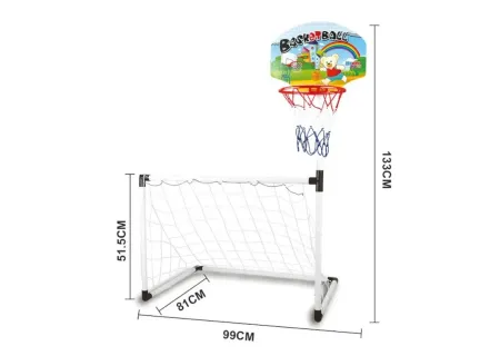 Dual Sports Set for Kids – Soccer Net & Basketball Hoop Combo