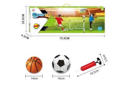 Dual Sports Set for Kids – Soccer Net & Basketball Hoop Combo