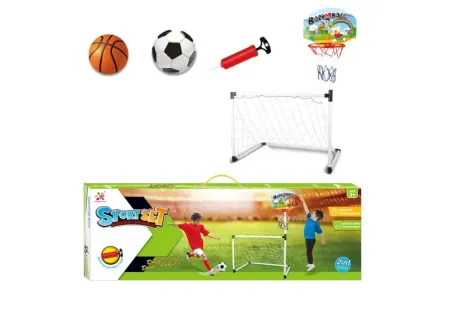 Dual Sports Set for Kids – Soccer Net & Basketball Hoop Combo