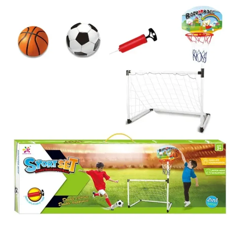 Dual Sports Set for Kids – Soccer Net & Basketball Hoop Combo Dual Sports Set for Kids – Soccer Net & Basketball Hoop Combo