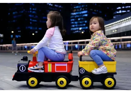 Electric Train Ride-On Toy for 2 Kids  Battery Powered - Music & Light