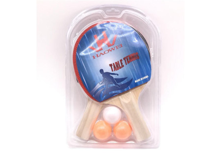 PVC Table Tennis Bats Set - Includes 3 Balls