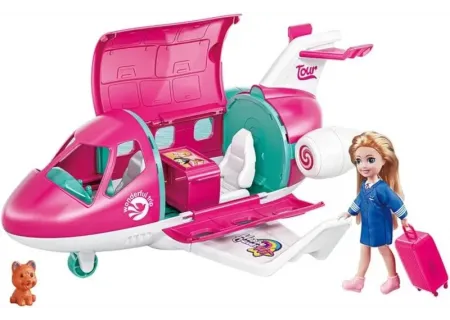 Kids Doll Airplane & Car Playset with Accessories – Assorted