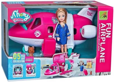 Kids Doll Airplane & Car Playset with Accessories – Assorted
