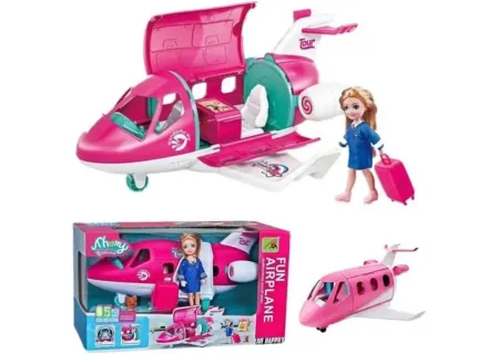 Kids Doll Airplane & Car Playset with Accessories – Assorted