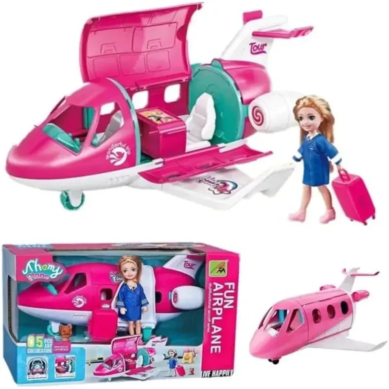 Kids Doll Airplane & Car Playset with Accessories – Assorted Kids Doll Airplane & Car Playset with Accessories – Assorted
