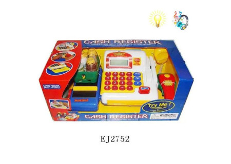 Kids Battery Operated Toy Cash Register with Scanner and Play Money