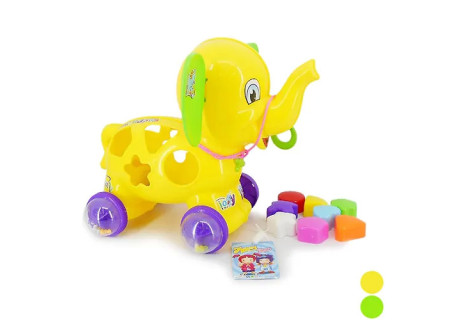 Pull Along Elephant Toy for Toddlers – Wooden Animal Toy with Wheels