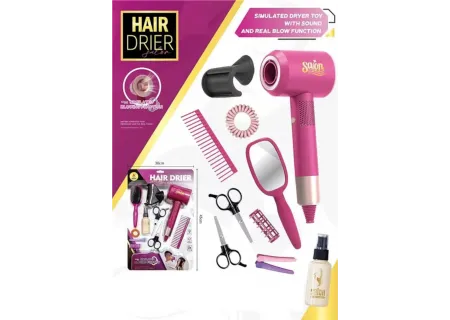Kids Hair Dryer Salon Play Set – Carded Toy with Real Blow Function