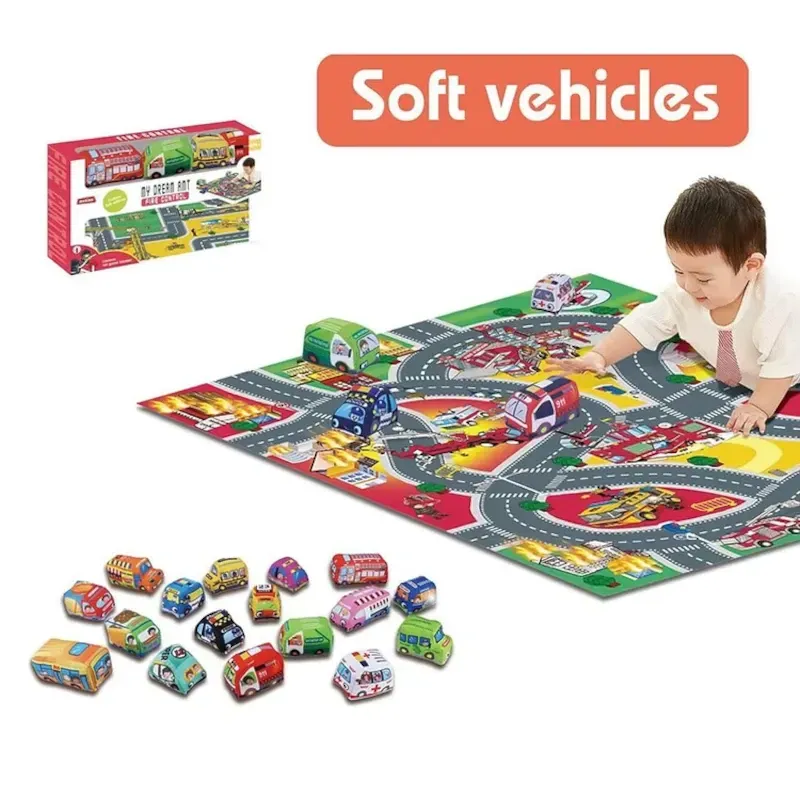 Soft Baby Vehicle Toy Set with Play Mat – Safe & Fun for Infants Soft Baby Vehicle Toy Set with Play Mat – Safe & Fun for Infants