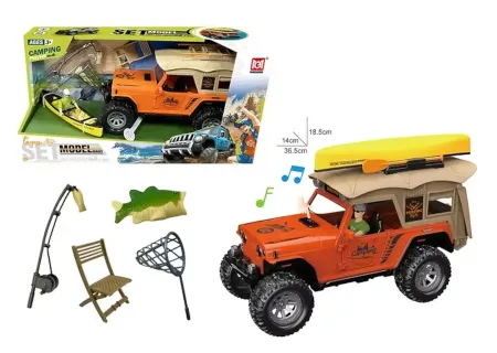 Camping, Jeep & Fishing Kayak Adventure Toy Set with Realistic Sounds