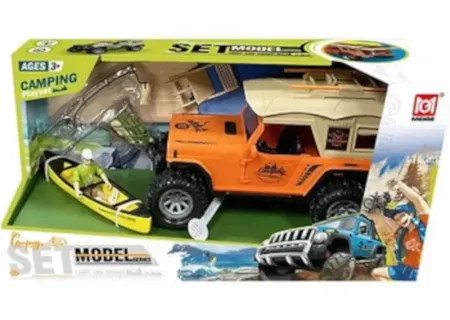 Camping, Jeep & Fishing Kayak Adventure Toy Set with Realistic Sounds