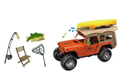 Camping, Jeep & Fishing Kayak Adventure Toy Set with Realistic Sounds