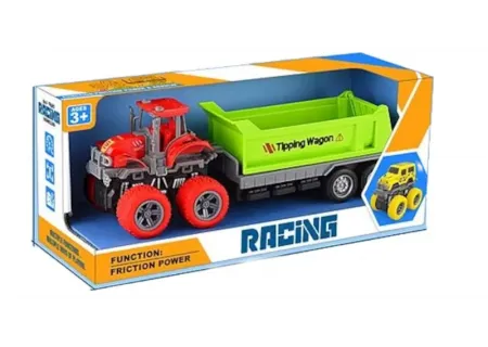 Kids Monster Racing Tractor Toy with Tipping Construction Wagon